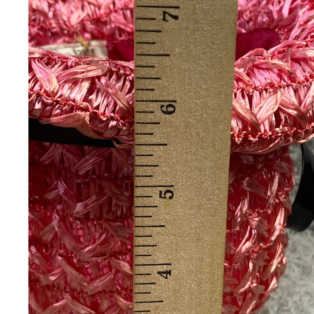 Vtg Best Fashions Hat Womens Small Pink Woven Straw Cloche Church Mod Fashion - Picture 9 of 10